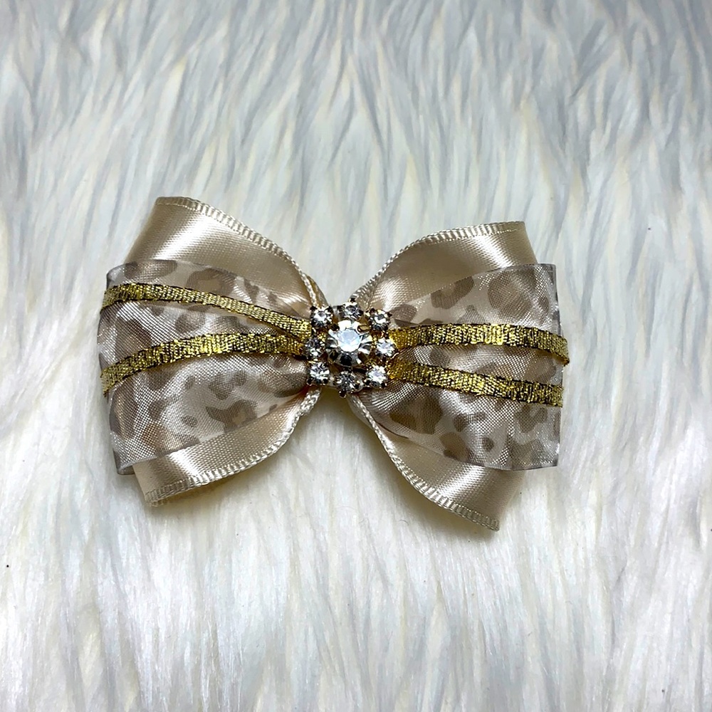 Leopard print and satin Hair Bow